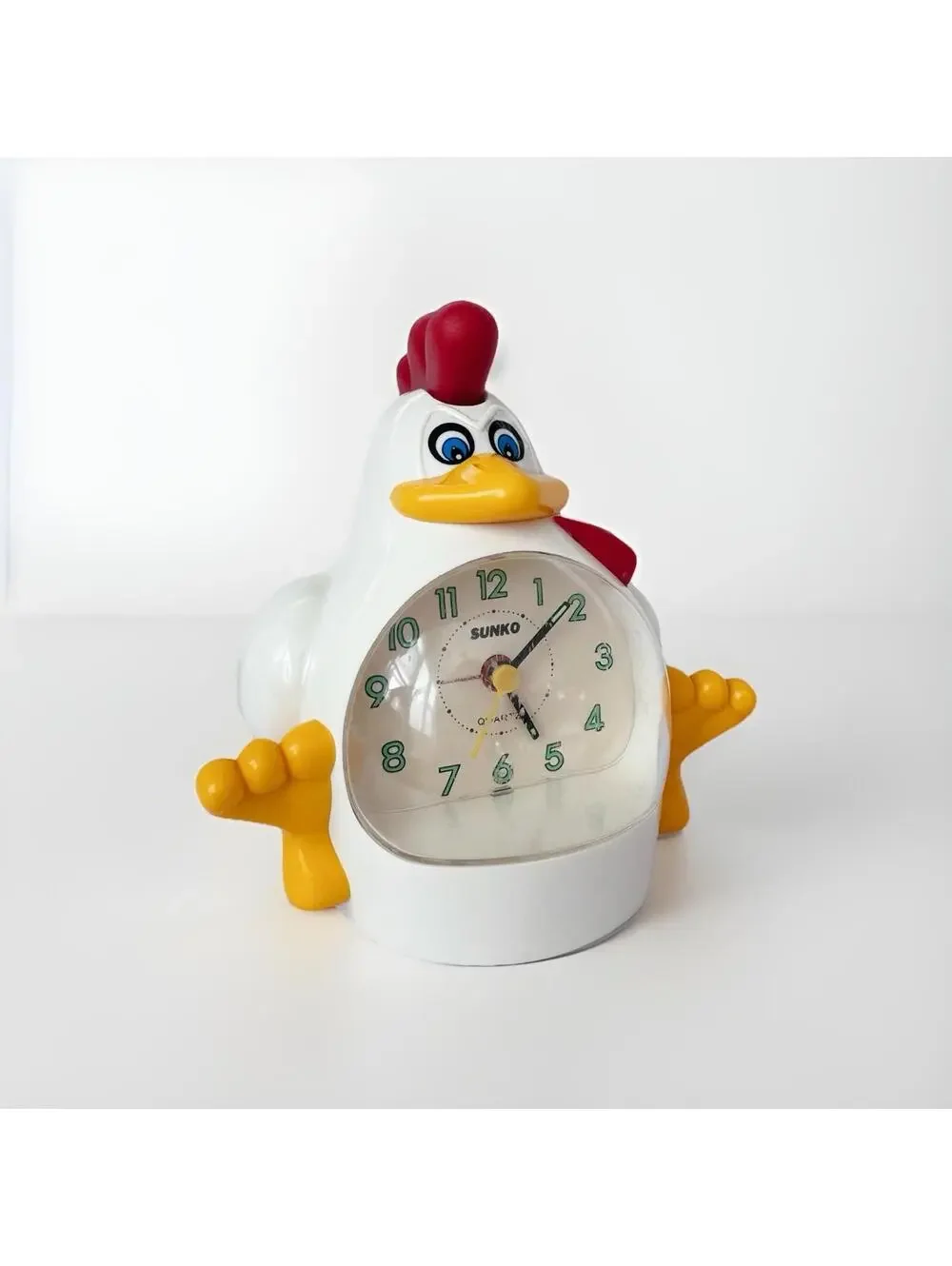 (RF) RARE Sunko Talking Rooster Clock Buenos Dias Animated Working 1980s Vintage